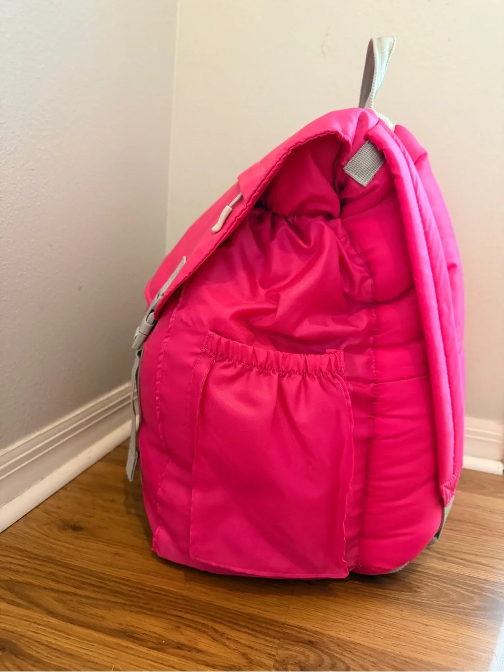 Kids Sleep N pack Hibiscus Pink Sleeping Backpack with Gray Straps